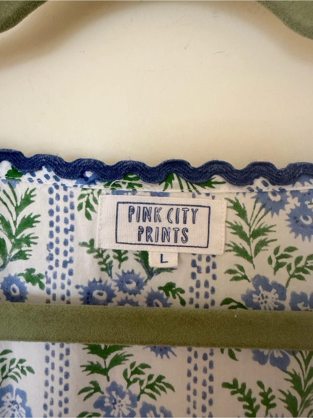 Pink City Prints Cotswolds Border Evelyn Dress Blue Floral Large - Picture 6 of 8